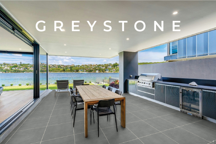 Greystone Luxstone pavers which have been rendered in a seaside kitchen.